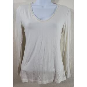 Banana Republic Cream Satin Sheer Trim Round Neckline XS Lightweight Soft